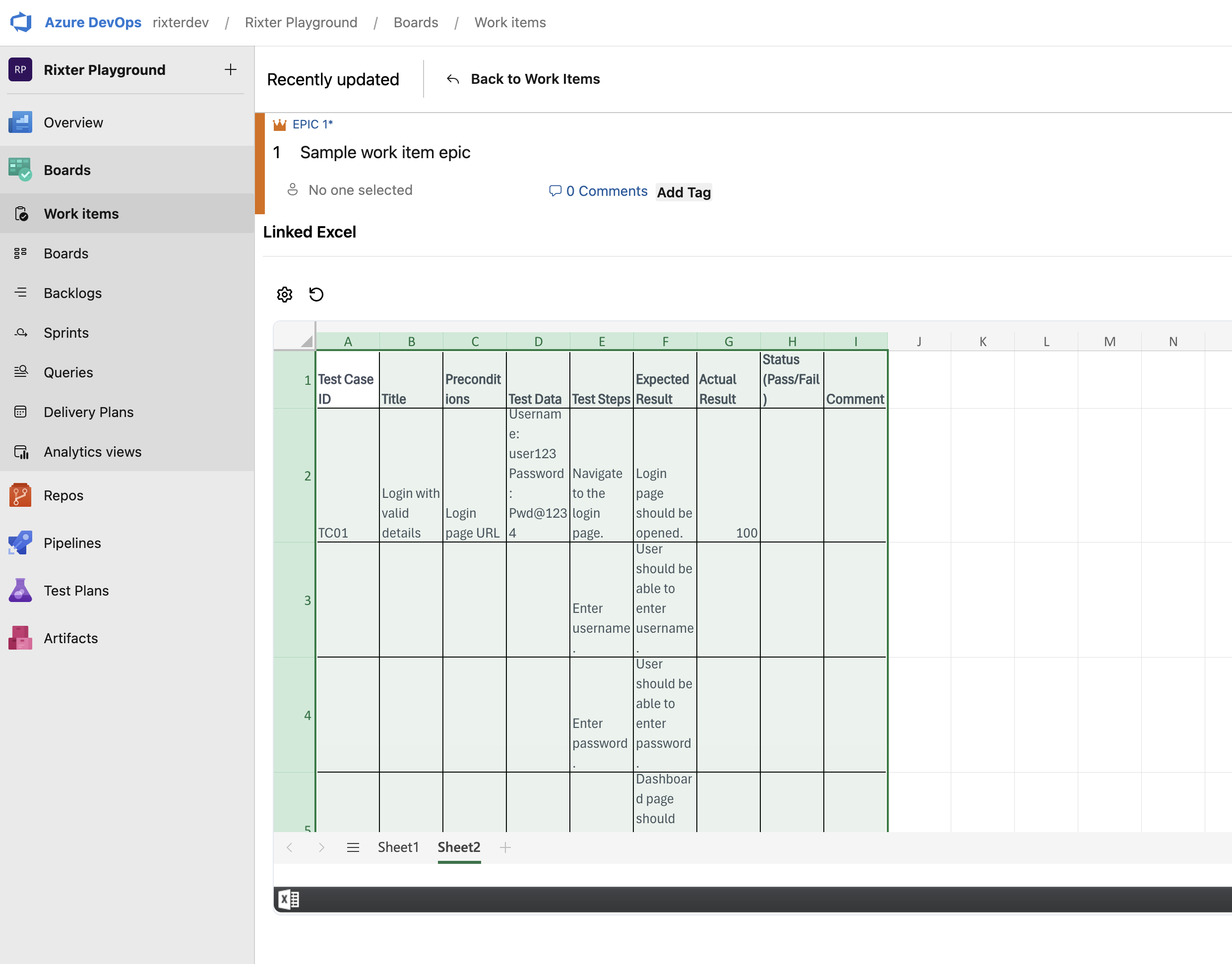 Expanded inline view